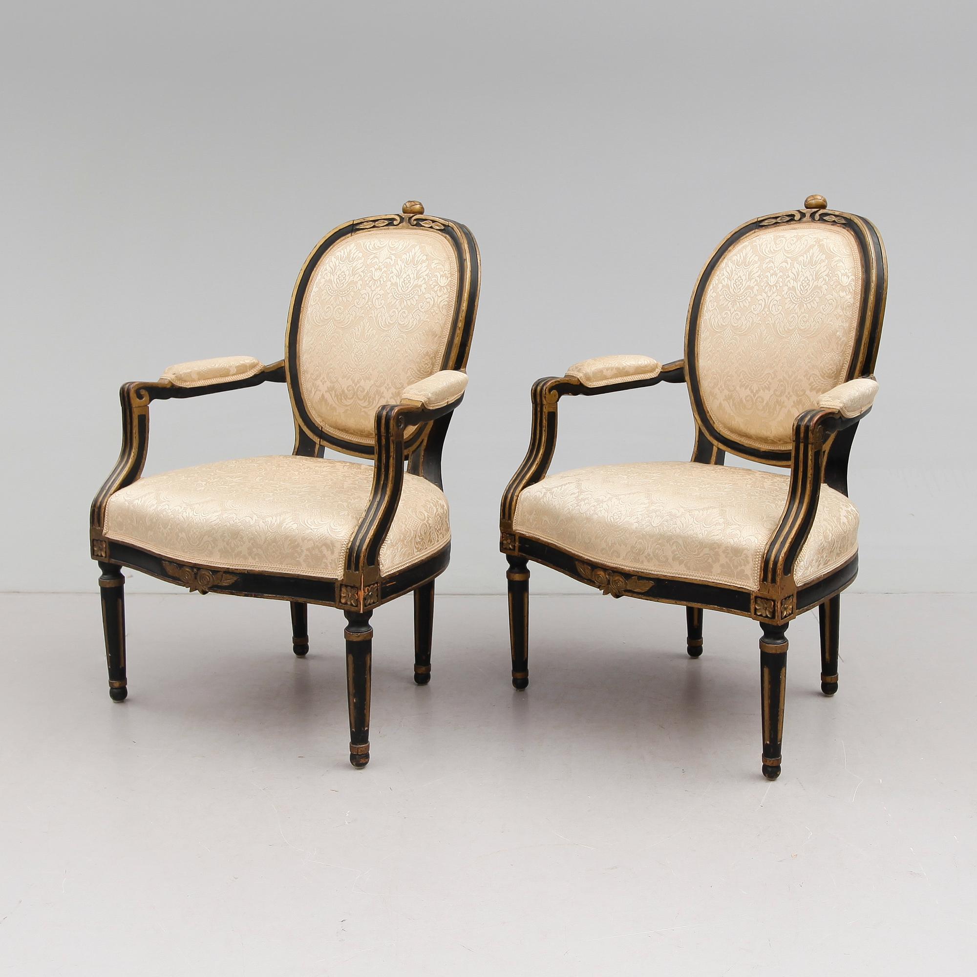 KARMSTOLAR, 1 par, gustaviansk stil, 1800-talets andra hälft.