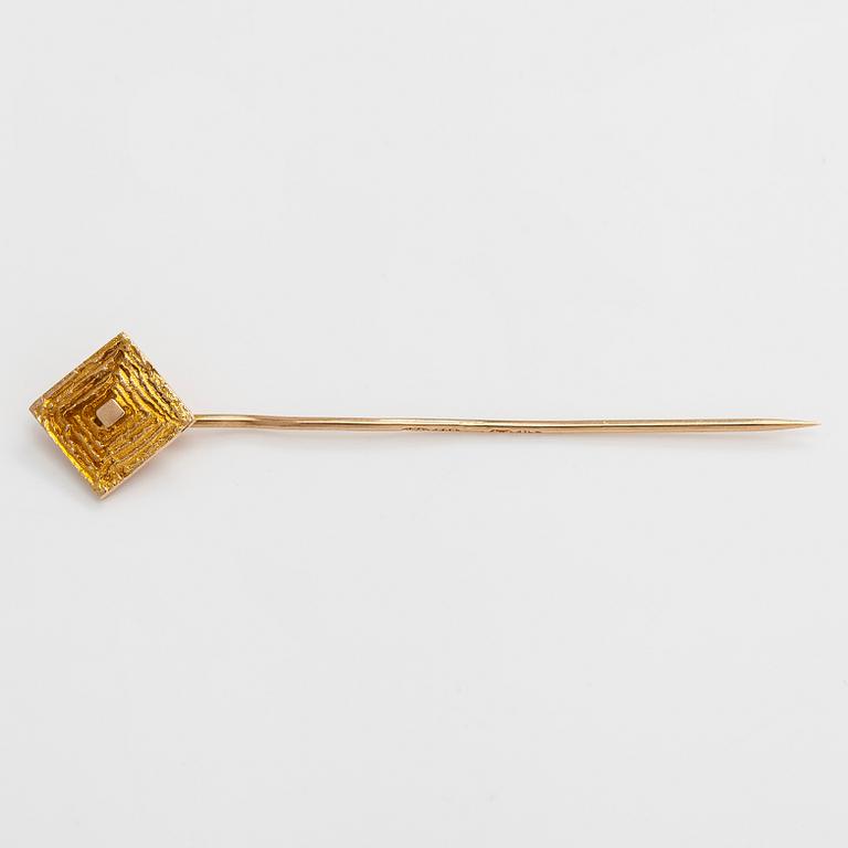 Björn Weckström, dress shirt buttons and tie pin 'Square', 14K gold, Lapponia 1966, 1968.