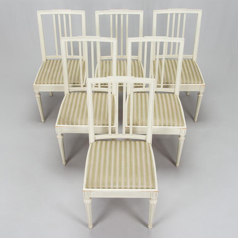 Chairs, 6 pcs, Gustavian style, later half of the 20th century.