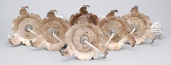 BORDSLAMPOR, 6 st, nysilver, Italien, 1900-talets andra hälft.