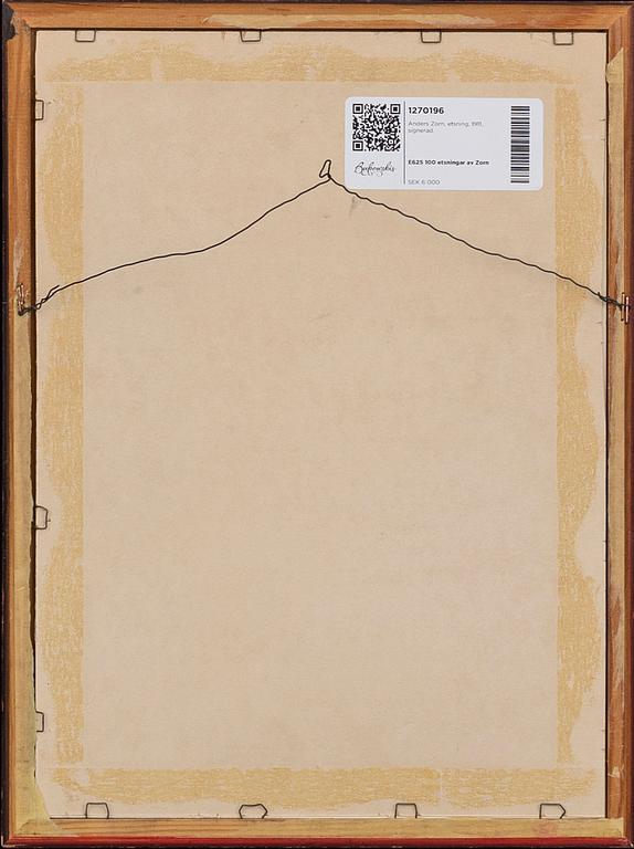 Anders Zorn, etsning, 1911, signerad.