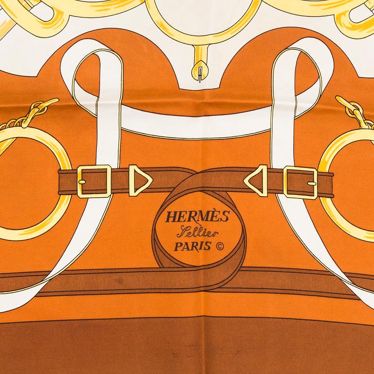 HERMÈS, an 'Eperdon d'Or' silk scarf.