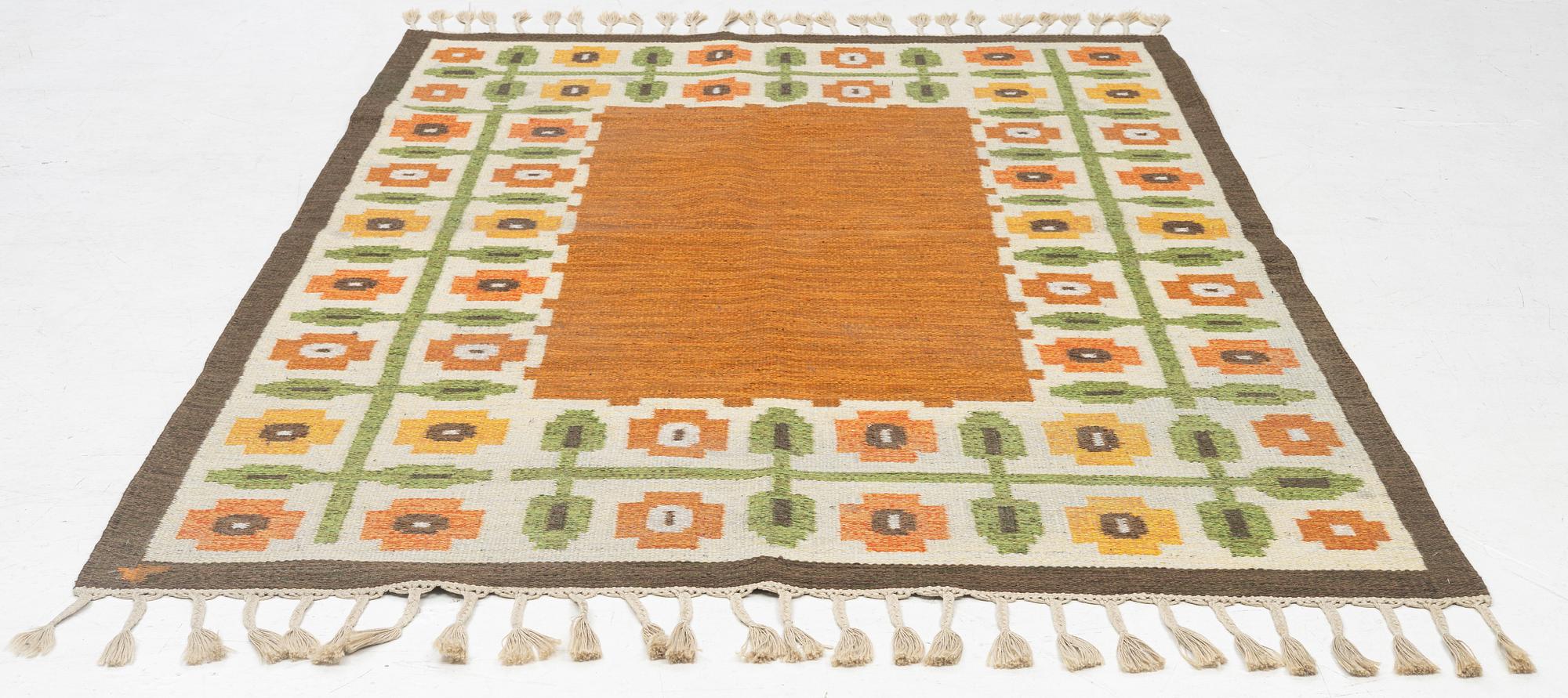 Gerti Lundberg, a flat weave carpet, Vävaregården, Eringsboda, Sweden, 242 x 165 cm.