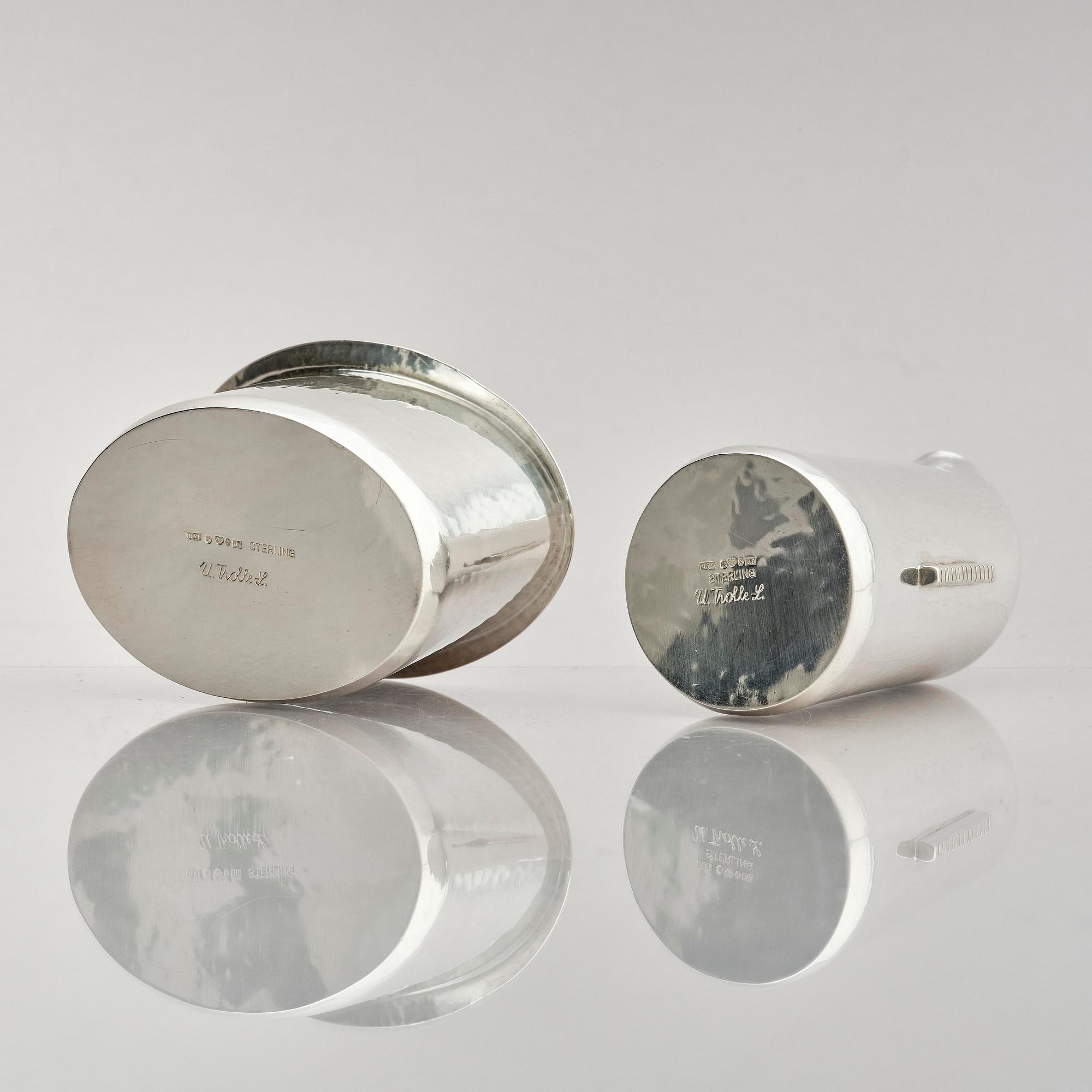 Ulf Trolle-Lindgren, a sterling silver three piece coffee set, Strömstad, Sweden 1967.