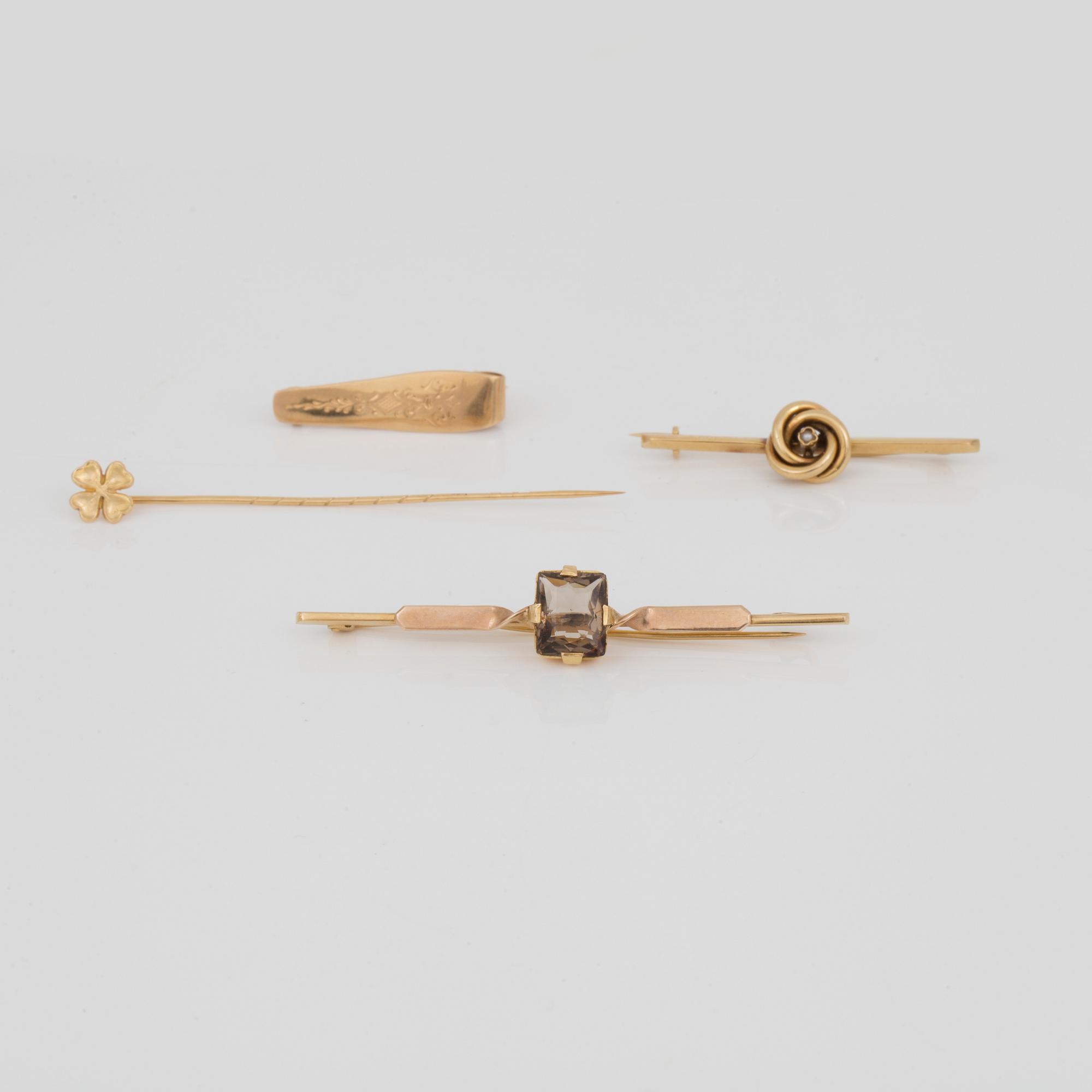 PARTI SMYCKEN, 4 st, Sverige, 1900-talets första hälft, 18K guld.