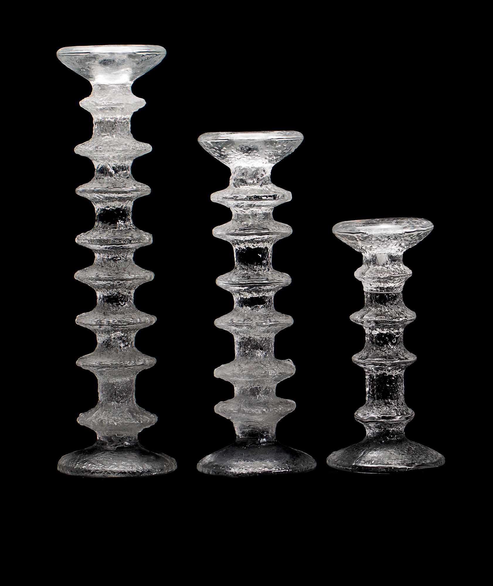 LJUSSTAKAR, 3 stycken, "Festivo", Timo Sarpaneva, Iittala, 1900-talets andra hälft.