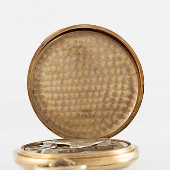 Pocket watch, 14K gold "Boliden guld Import", chain in double gold, 51 mm.