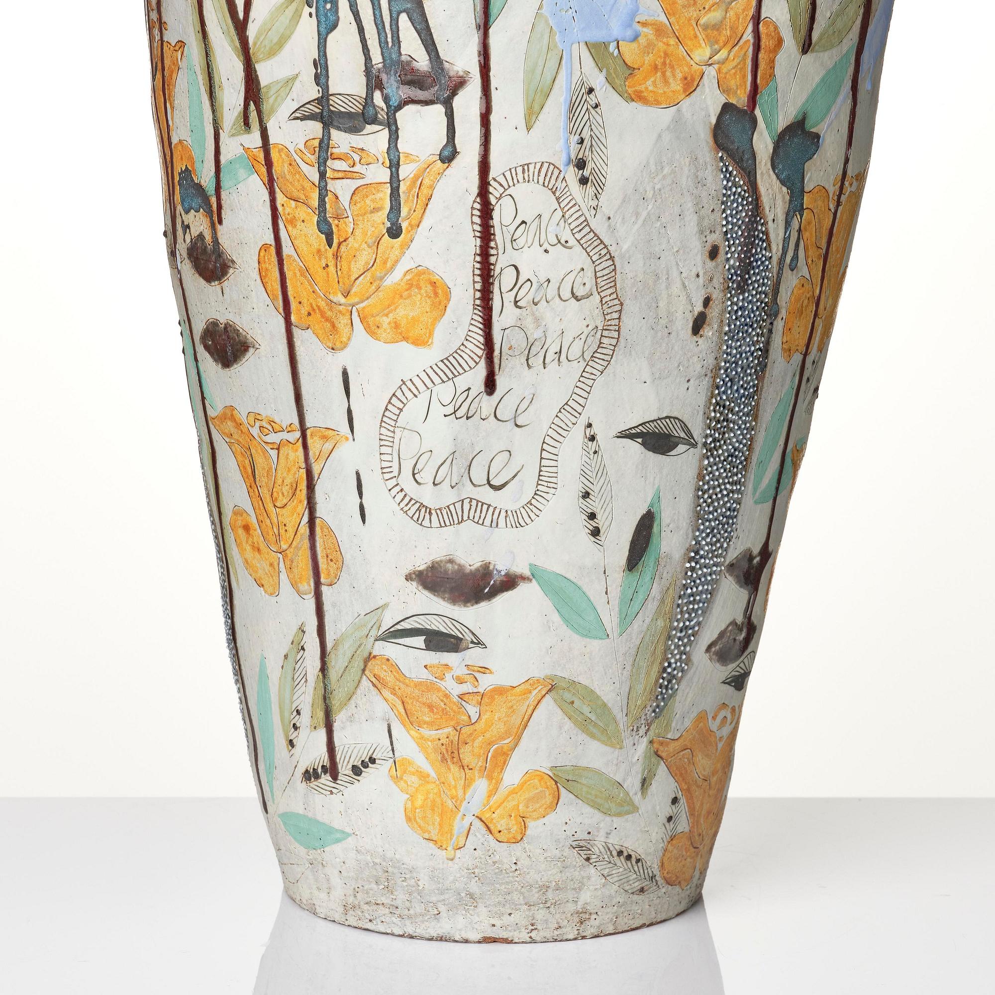 Eva Bengtsson, a stoneware floor vase "Blomstra", own studio, Frillesås, 2016.