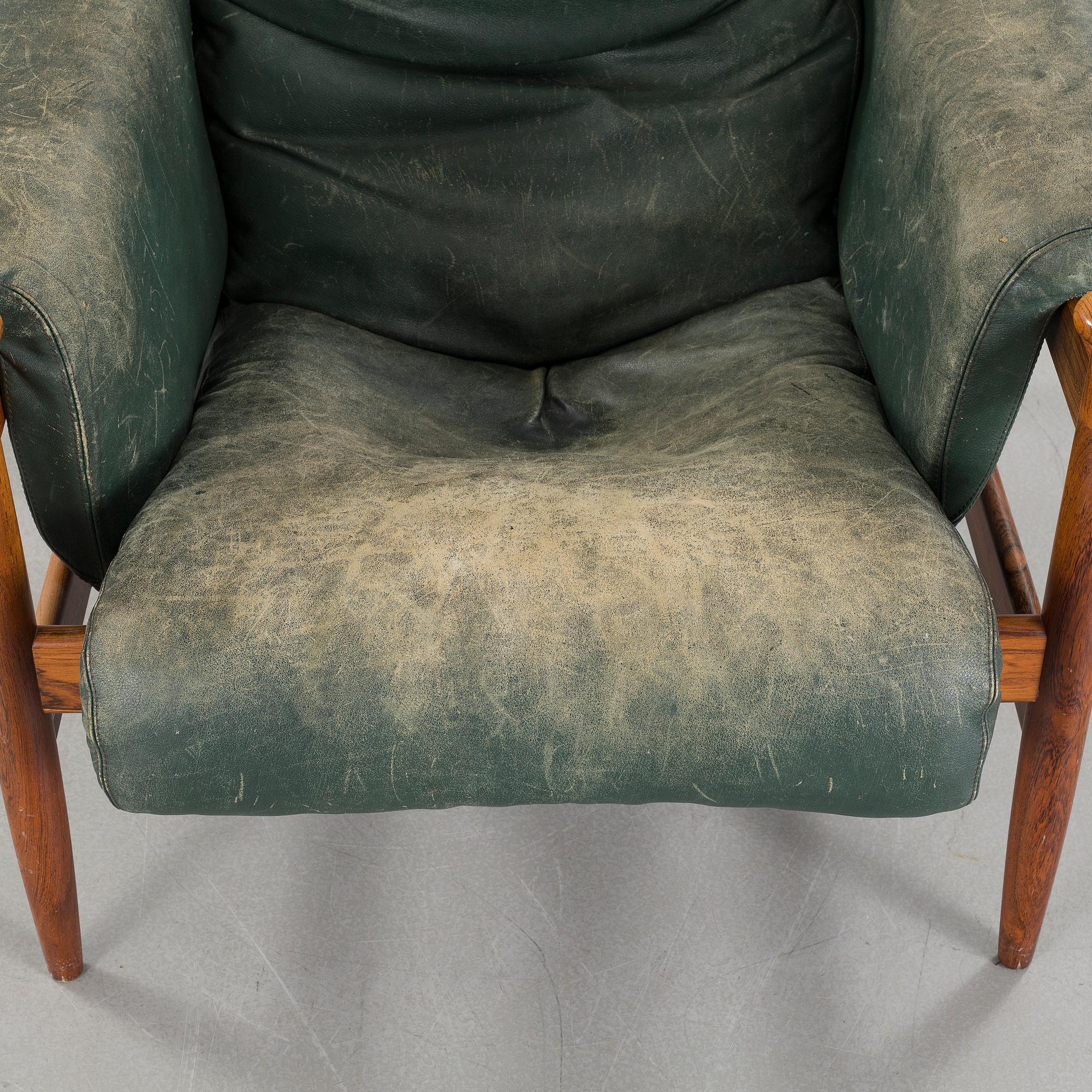 ERIC MERTHEN, fåtölj, "Amiral", Industri IRE, Skillingaryd, 1960-tal. CITES-intyg.