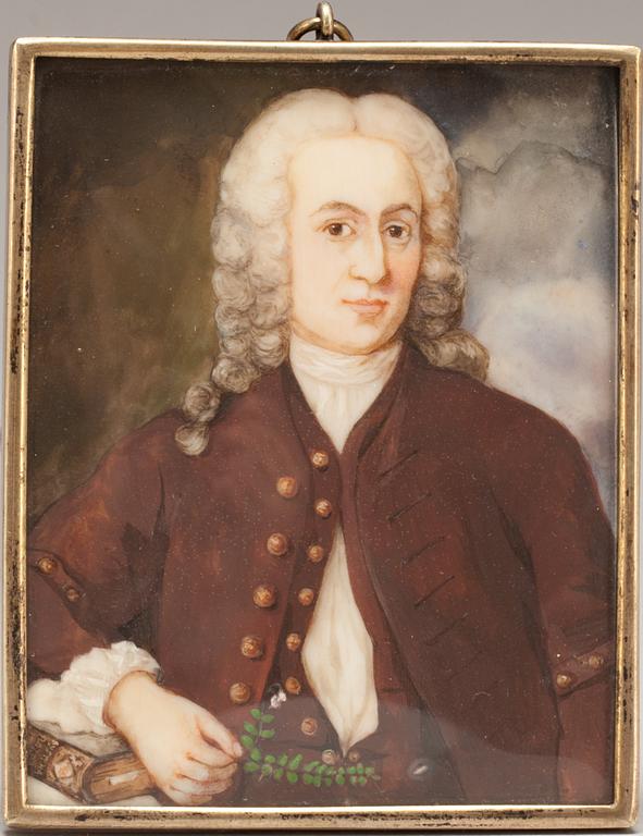 JOHAN ERIK SCHEFFEL,efter. MINIATYRPORTRÄTT,gouache på ben, 1800-tal.