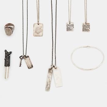 5 necklaces, a ring, a bangle, and a key, silver, Bjorg, Tobias Wistisen, Werkstatt München, Copula.