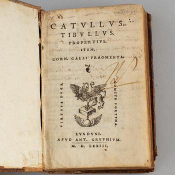 BOOK, Catullus, Tibullus & Propertius, 1573.