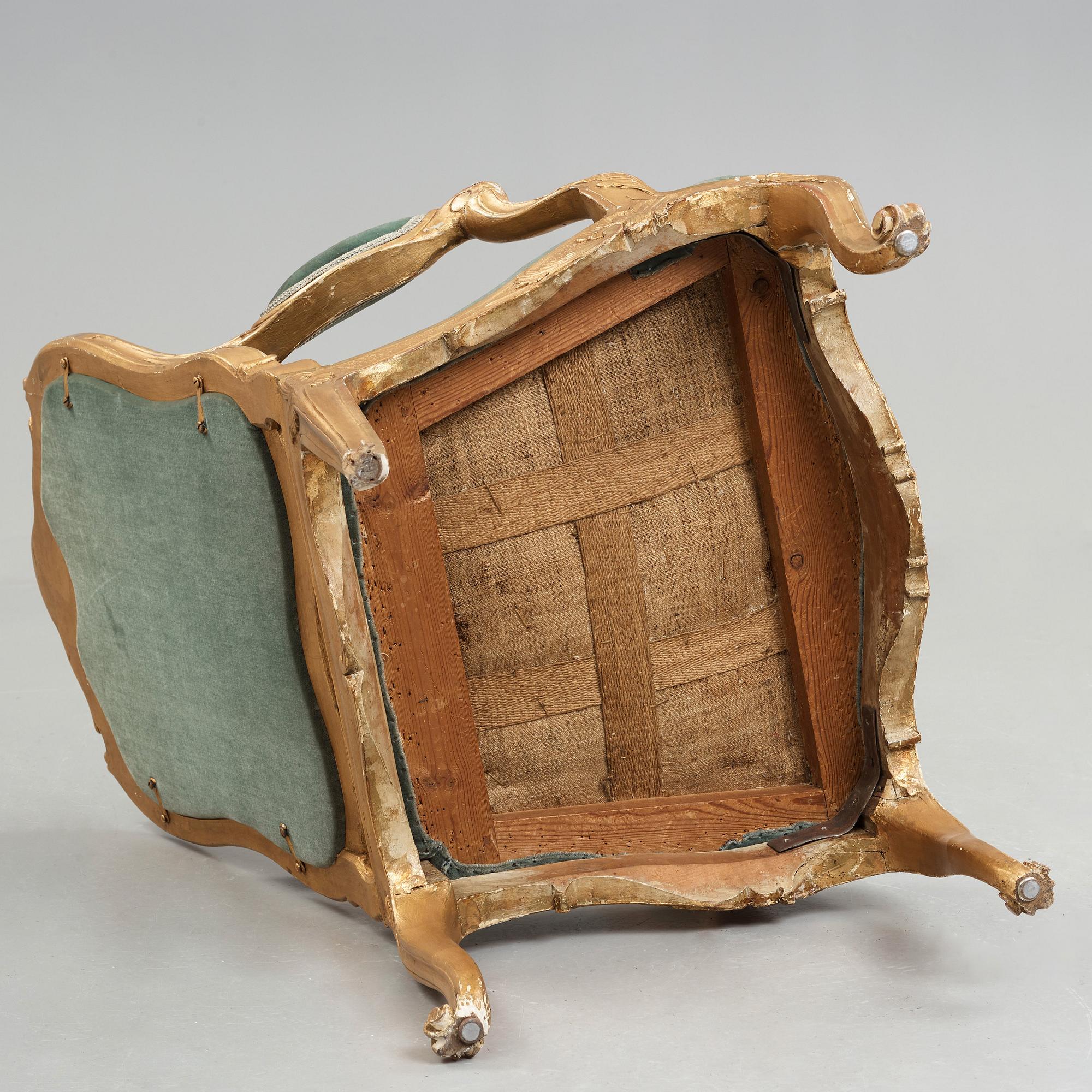 A large Swedish Rococo armchair by Carl Magnus Sandberg (master in Stockholm 1759-1789), circa 1760.