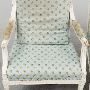 A pair of late 18th century Gustavian armchairs, Stockholm.