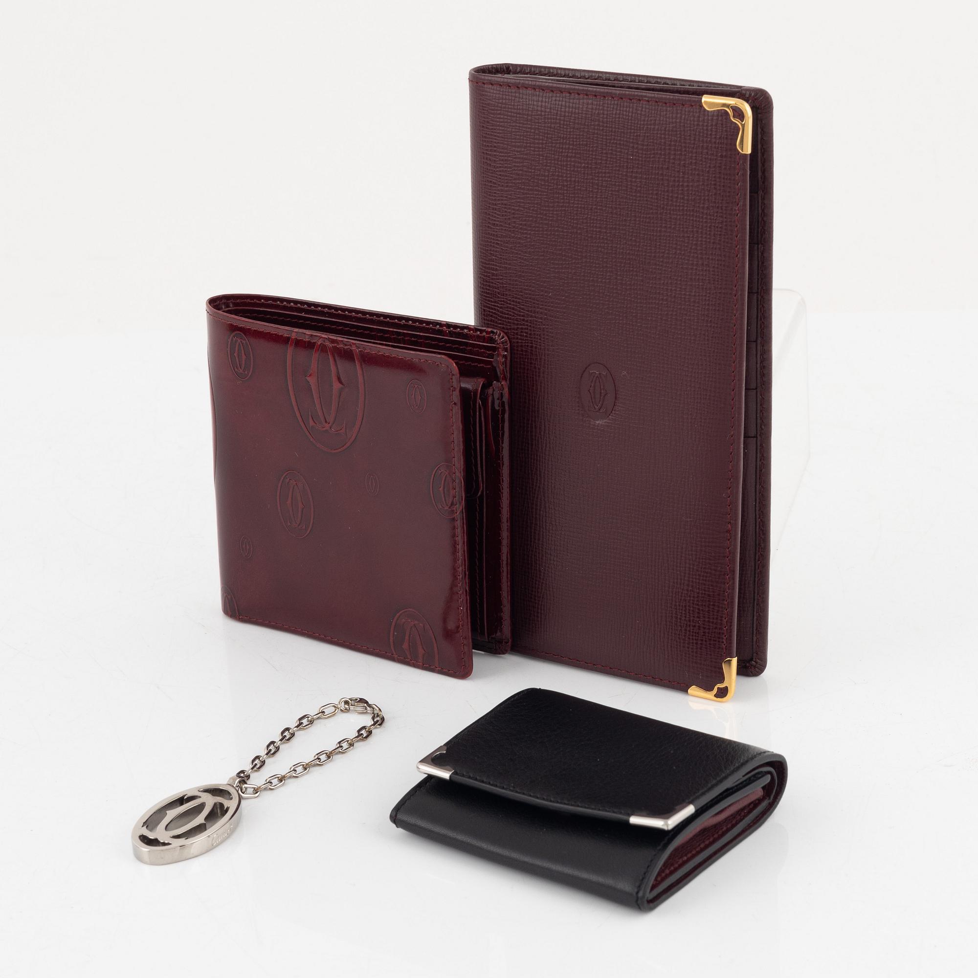 Cartier, plånböcker 3 st samt nyckelring.