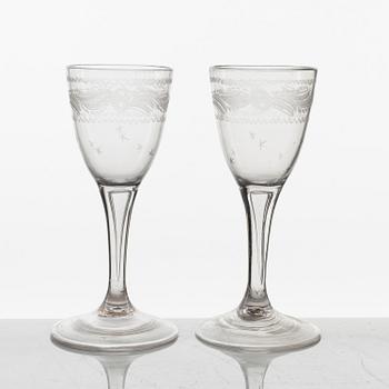 A pair of engraves Swedish glasses, circa 1800.