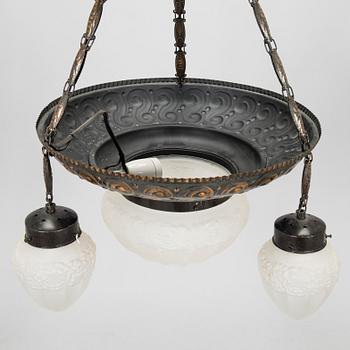 An early 20th-century Jugend style pendant ceiling light.