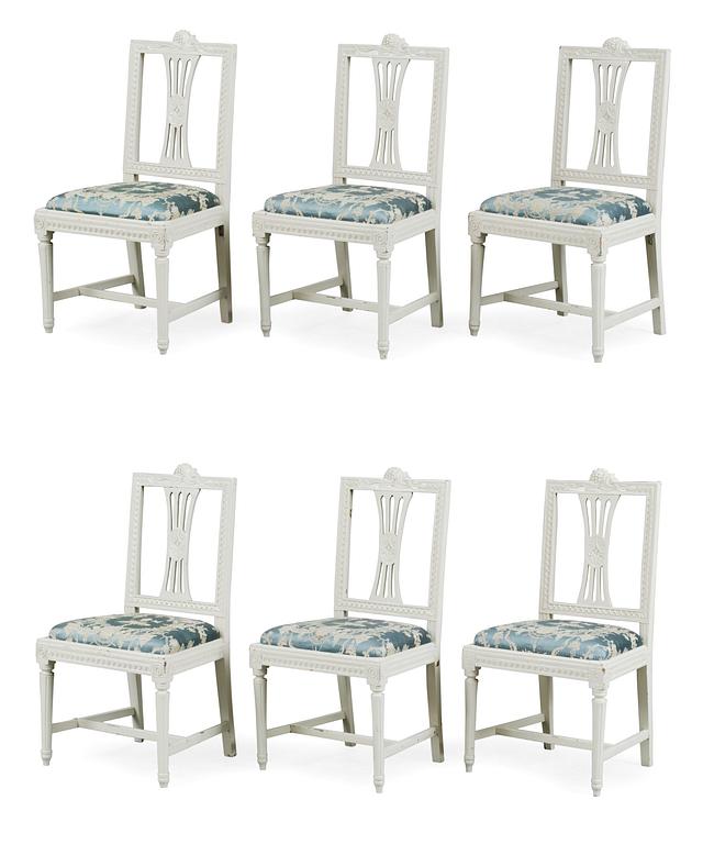 Six Gustavian chairs.