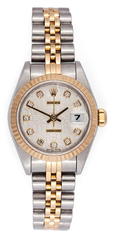 ROLEX, Datejust, automatisk, guld/stål med indexfattade diamanter, 2002.