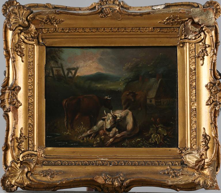 OKÄND KONSTNÄR, olja på pannå, osignerad, 1800-tal.