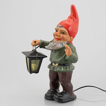 Figure with lighting in the shape of a gnome, probably Heissner, West Germany, second half of the 20th Century.