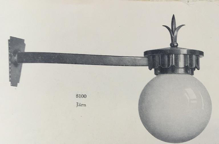 Harald Notini, a pair of large wall lamps,  model "8100", Arvid Böhlmarks Lampfabrik, 1920-30s.