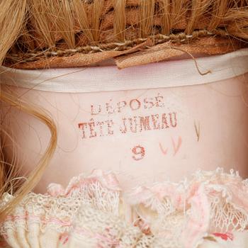 FLICKDOCKA. Biskvi. Dépose Tete Jumeau 9. Frankrike 1800-talets slut.