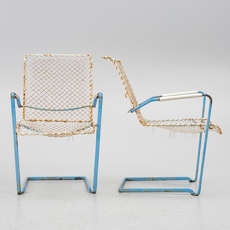 A set of garden furniture, model P-40 and P-50, Grythyttan, Sweden, late 1950's.