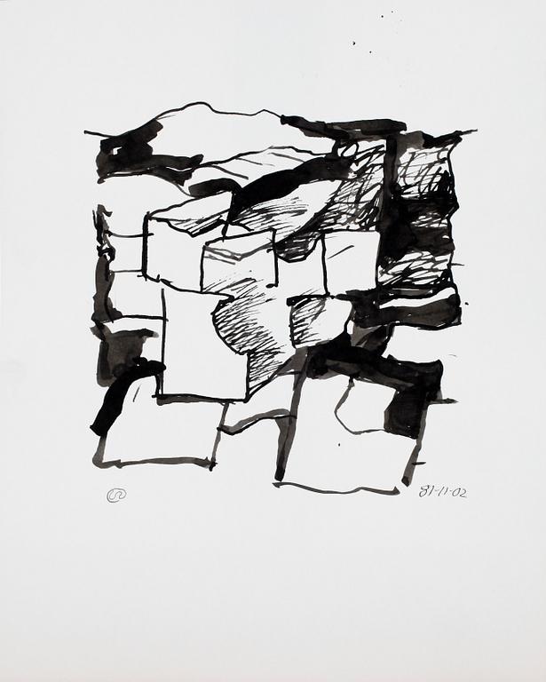 LENNART RODHE, tuschteckning, monogramsign.