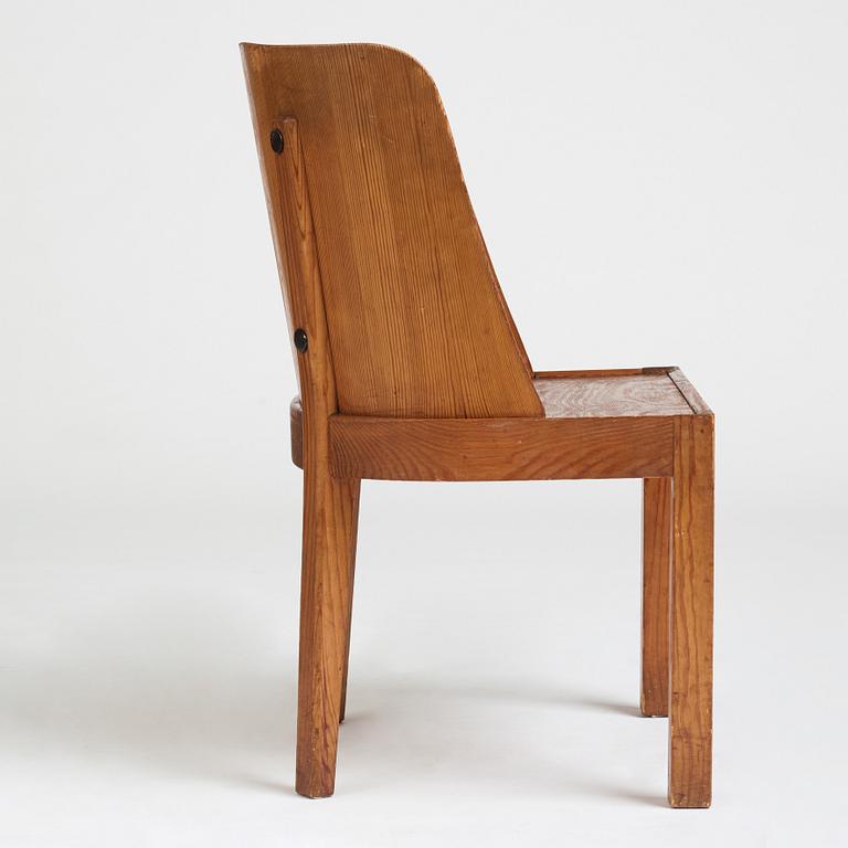 Axel Einar Hjorth, a stained pine low back "Lovö" chair, Nordiska Kompaniet, Sweden 1930's.