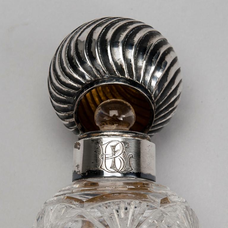 FLAKONG, glas och silver, Gebrüder Friedländer, Tyskland ca 1900.