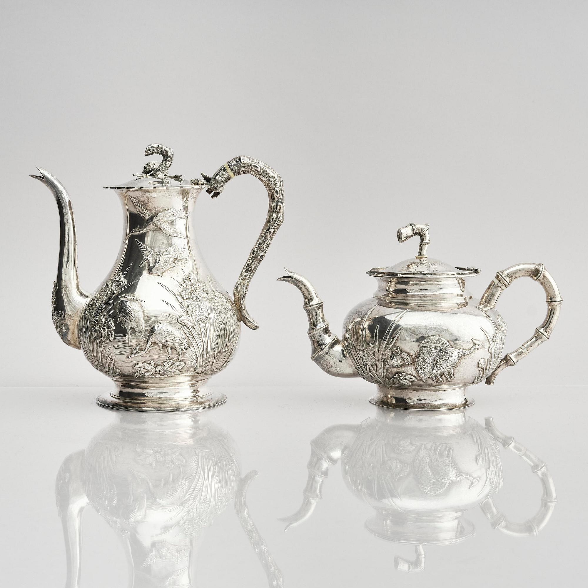 A fine Chinese Export silver tea and coffee service, Sing Fat, early 20th century.