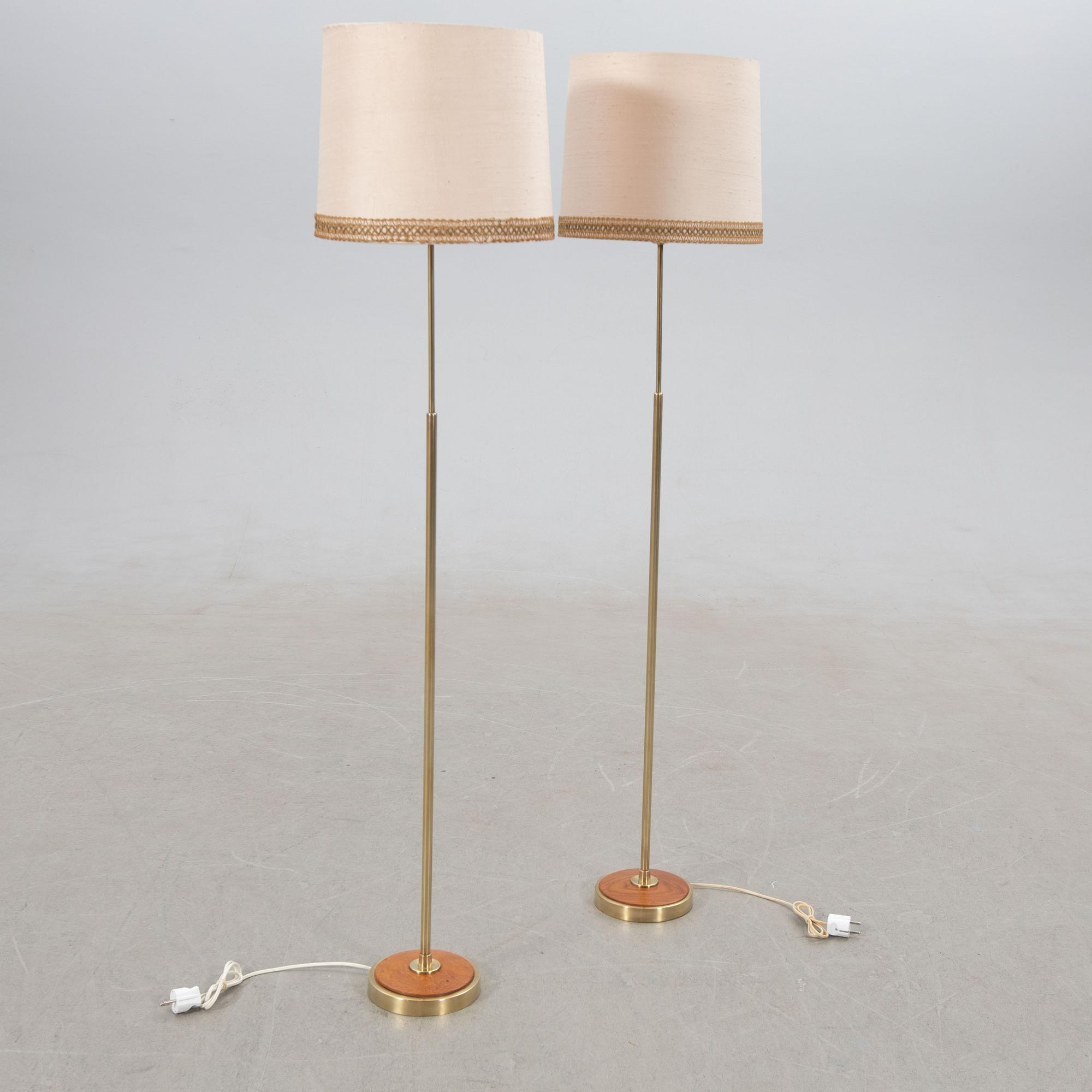 Floor lamps, a pair, mid-20th century.