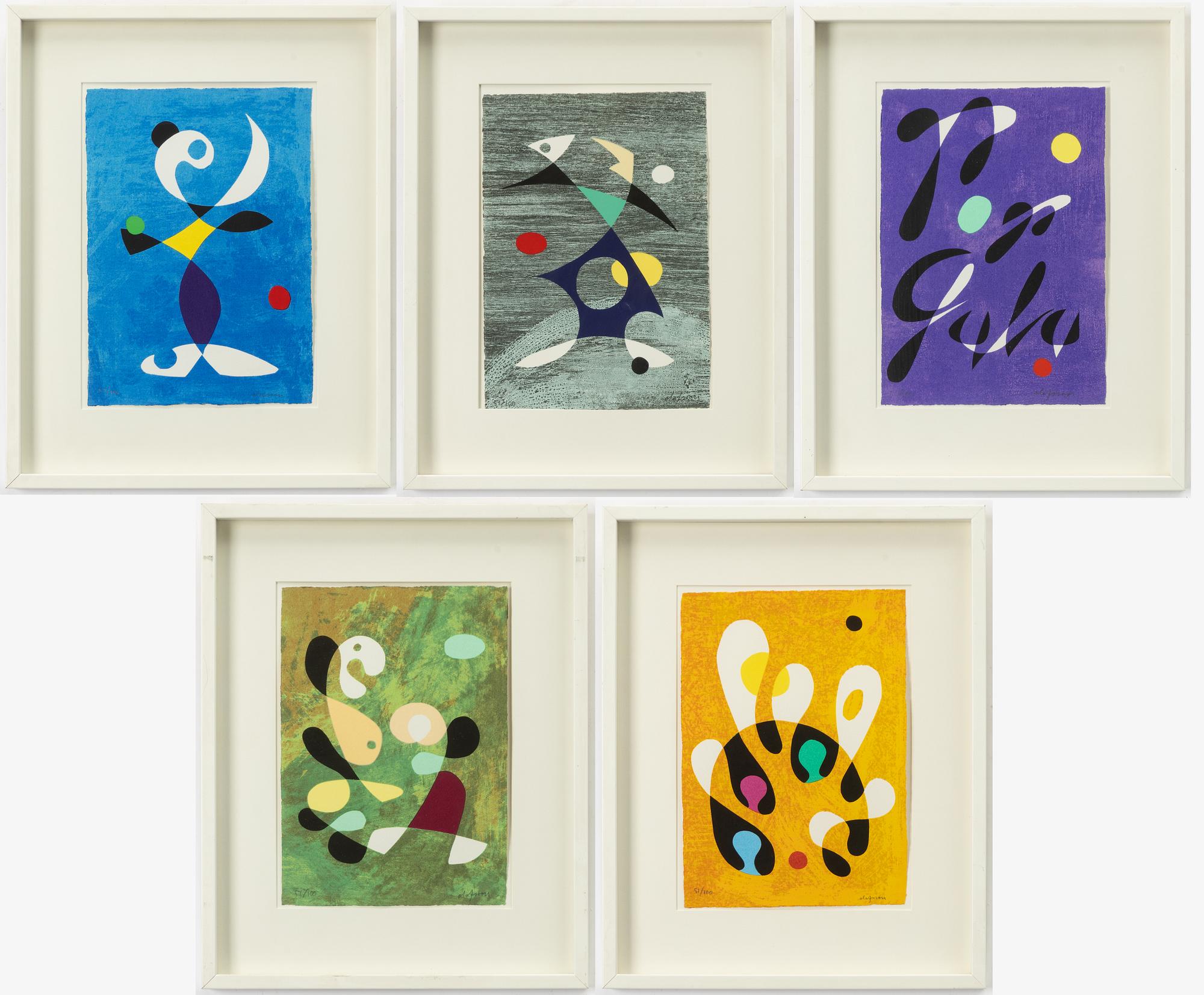 Pierre Olofsson, five colour lithographs.
