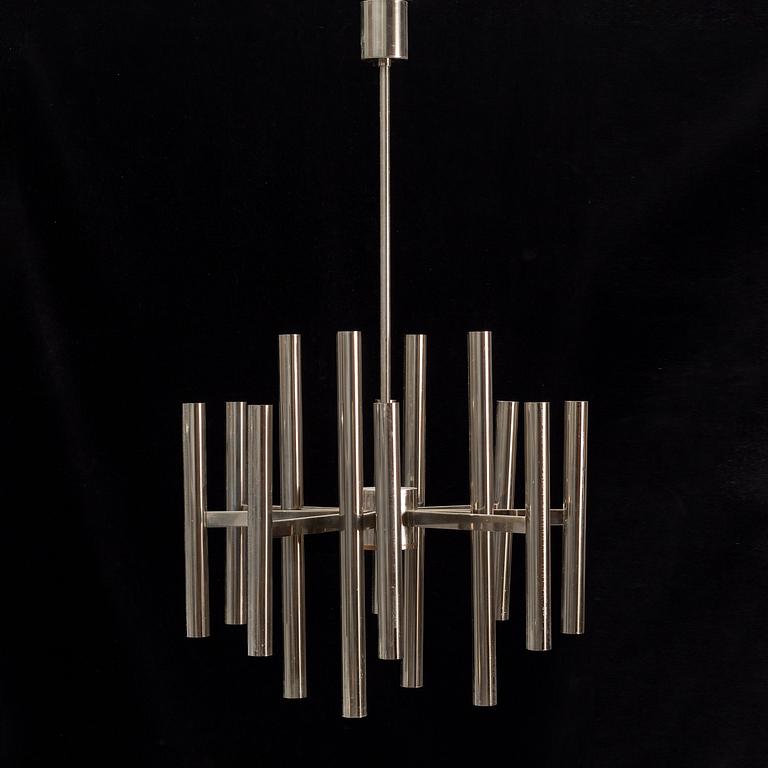 A chrome ceiling light, 1960's/70's.