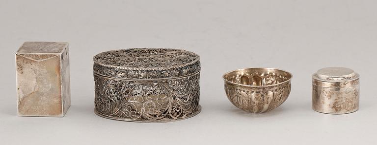 PARTI SILVER, 5 delar, bl a Birmingham, England, 1800-1900-tal. Tot ca 170 g.