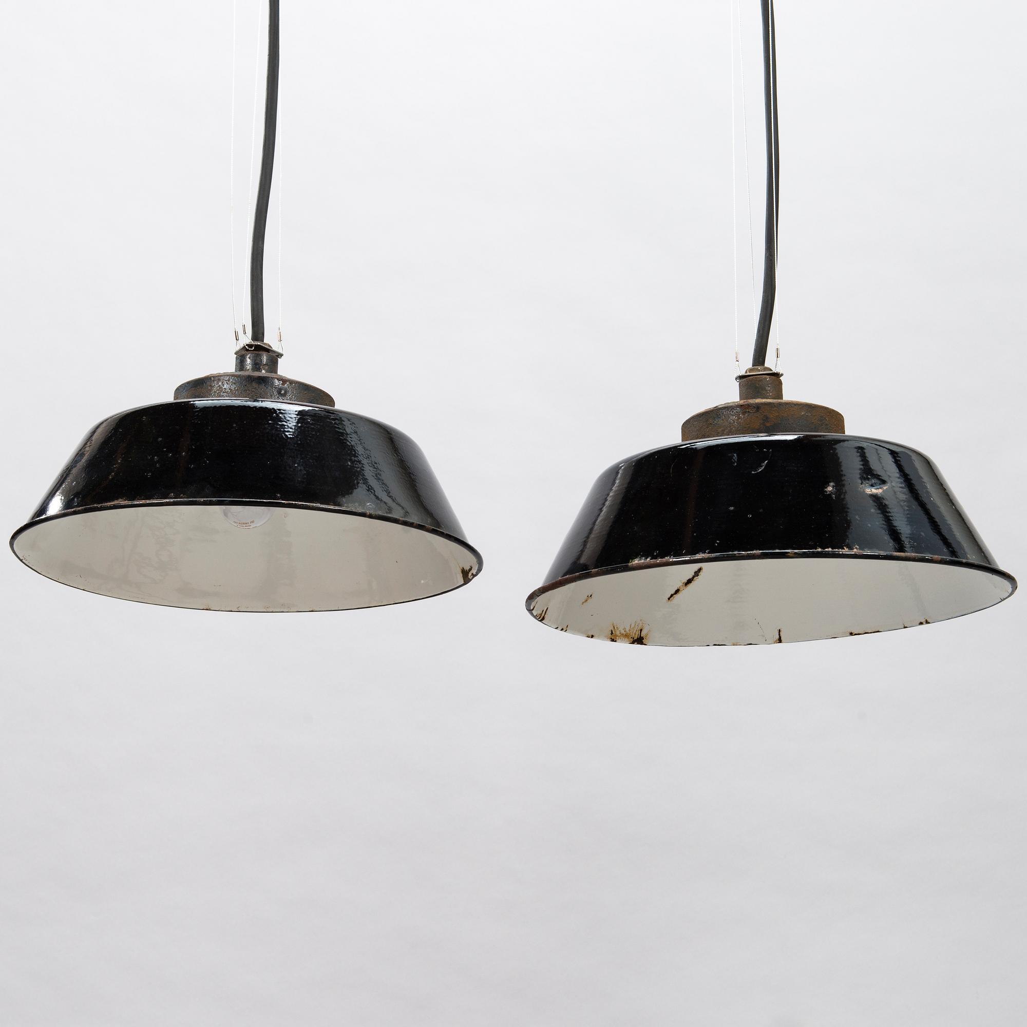 PAAVO TYNELL, Two 1930's '2521-53' industrial light for Taito Finland.