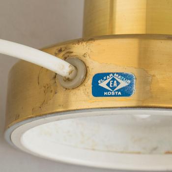 BORDSLAMPOR, ett par, mässing, EA Kosta, 1900-talets andra hälft.