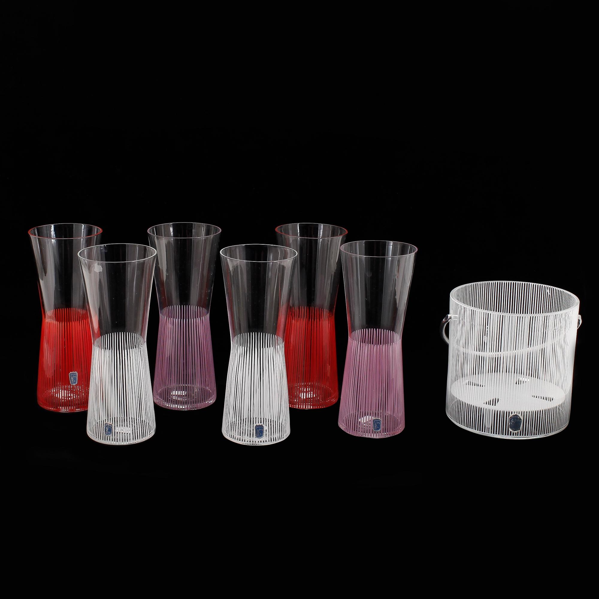 GLAS samt ISHINK, 7 delar, "Stripe", Bengt Orup, Johansfors.