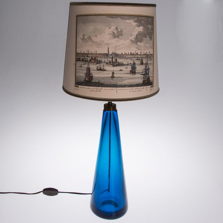 BORDSLAMPA, glas, 1960-tal.