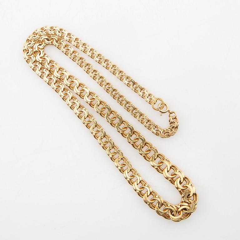 August Mikkov necklace 18K rose gold graduated Bismarck link Stockholm 1962.