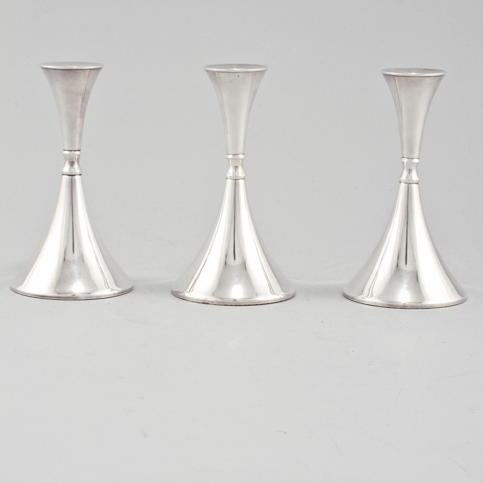 LJUSSTAKAR, 3 st, silver, Ceson, Göteborg, 1991.