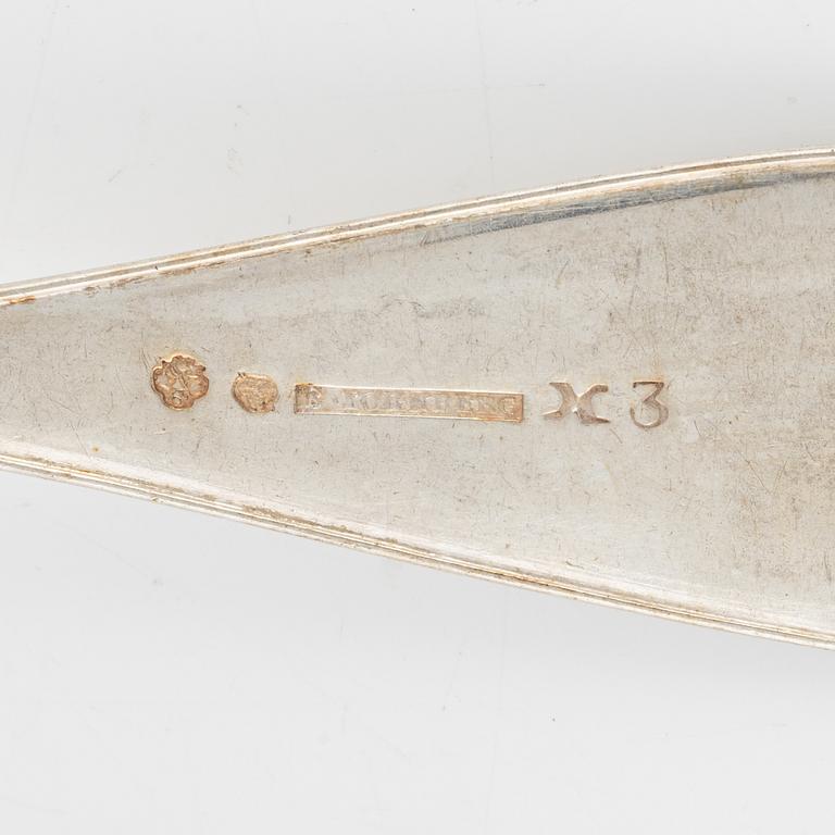 A set of five silver dining spoons, mark of Bengt Tornberg, Linköping 1828.