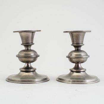 A pair of pewter candlesticks by Edvin Ollers, Stockholm 1950s.