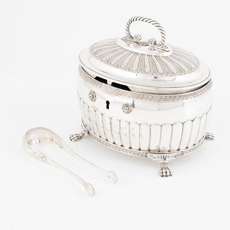 A Swedish Silver Empire Sugar Box, mark of Gustaf Folcker, Stockholm 1832.