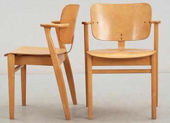 A pair of Ilmari Tapiovaara 'Domus' birch armchairs, Keravan Puuteollisuus, Finland.