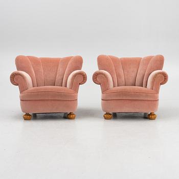 Armchairs, a pair, Swedish modern, 1930s/40s.