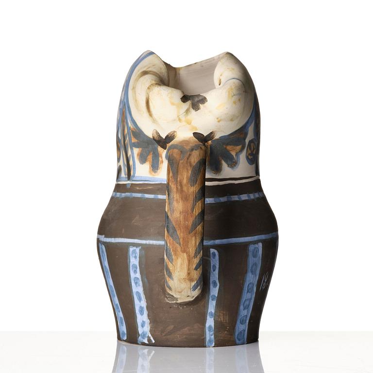 Pablo Picasso, kanna, lergods, "Pichet gothique aux marguerites", unikat, Madoura, Vallauris, Frankrike, 1953.