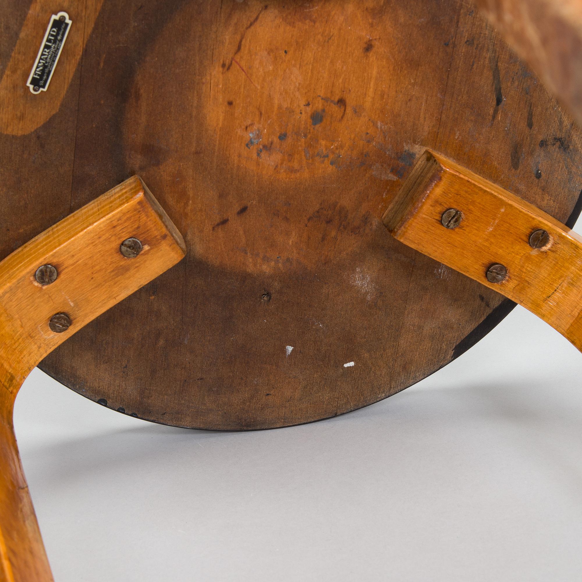 Alvar Aalto, jakkarapari, malli 60, O.Y. Huonekalu-ja Rakennustyötehdas A.B, Finmar, Suomi, 1934–39.