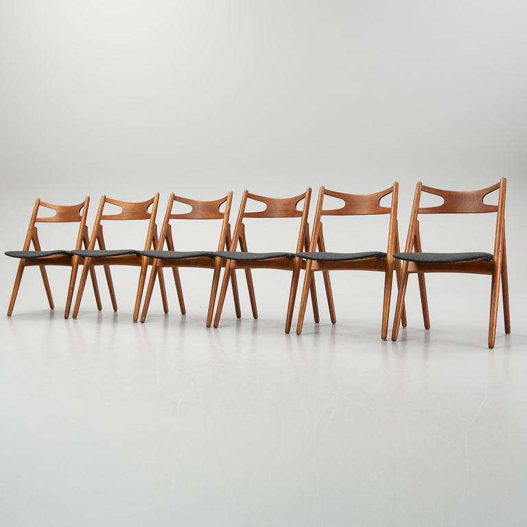 Hans J Wegner, 6 'CH 29/Sawbench chair' chairs for Carl Hansen & Son. 1950's-60's.